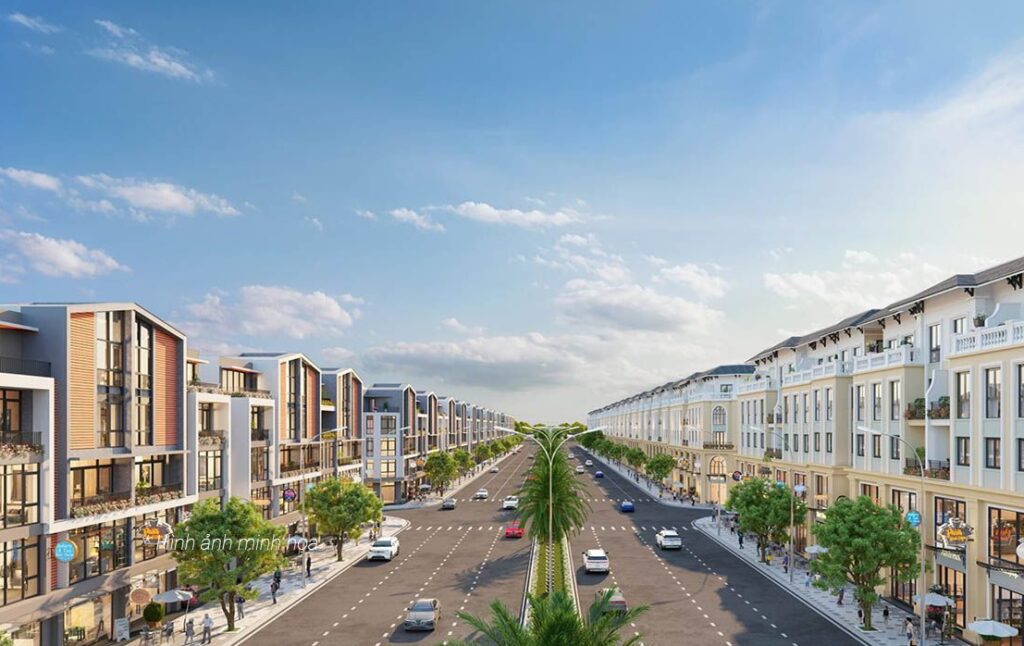 Phối cảnh dãy shophouse Vinhomes Green Paradise
